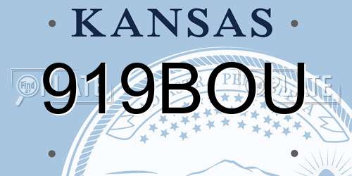 919BOU Kansas License Plate