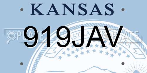 919JAV Kansas License Plate
