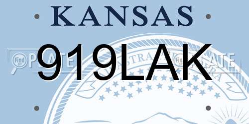 919LAK Kansas License Plate