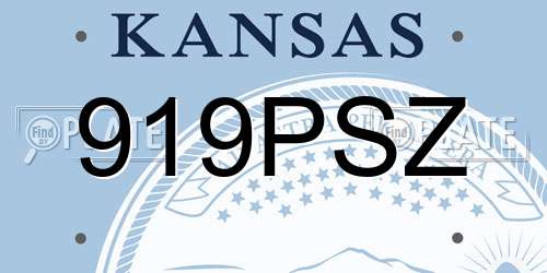 919PSZ Kansas License Plate