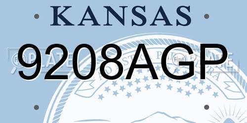 9208AGP Kansas License Plate