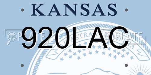 920LAC Kansas License Plate