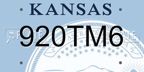 920TM6 Kansas License Plate