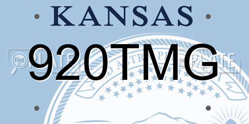 920TMG Kansas License Plate