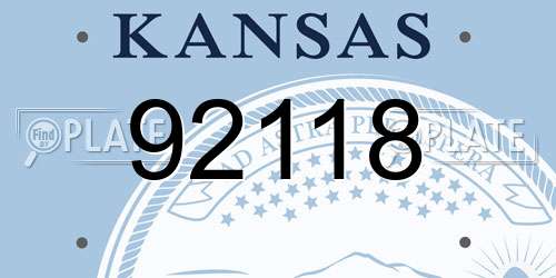 92118 Kansas License Plate