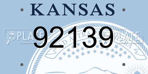 92139 Kansas License Plate