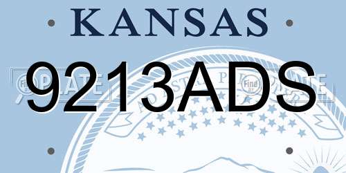 9213ADS Kansas License Plate