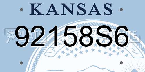 92158S6 Kansas License Plate