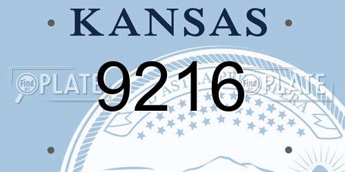 9216 Kansas License Plate