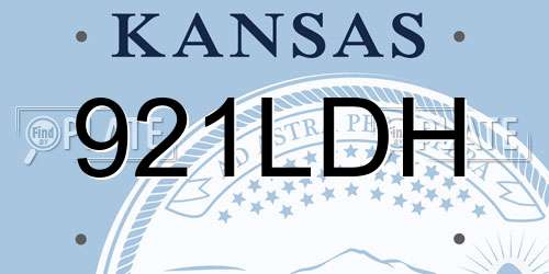 921LDH Kansas License Plate