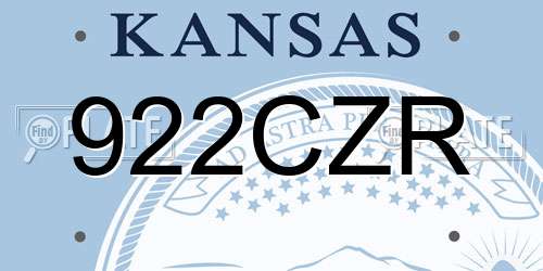 922CZR Kansas License Plate