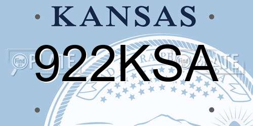922KSA Kansas License Plate