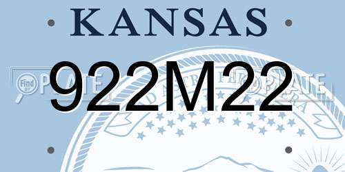 922M22 Kansas License Plate