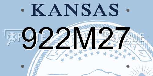 922M27 Kansas License Plate