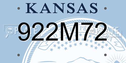922M72 Kansas License Plate