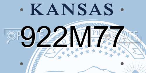 922M77 Kansas License Plate