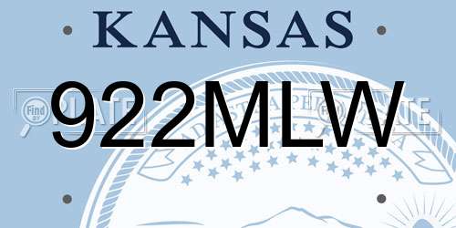 922MLW Kansas License Plate