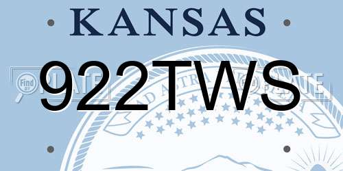 922TWS Kansas License Plate