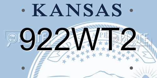 922WT2 Kansas License Plate