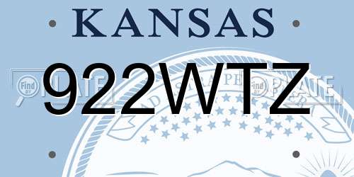 922WTZ Kansas License Plate