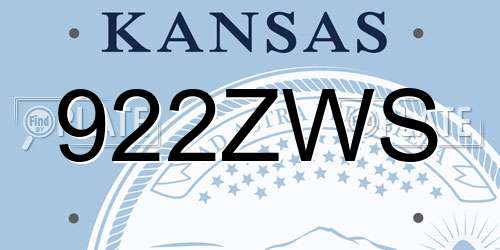 922ZWS Kansas License Plate