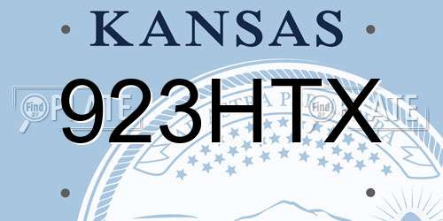 923HTX Kansas License Plate