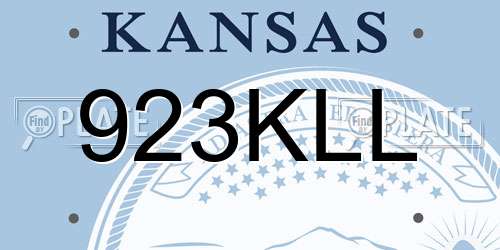 923KLL Kansas License Plate