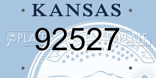 92527 Kansas License Plate