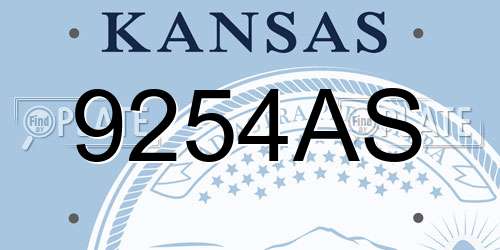 9254AS Kansas License Plate