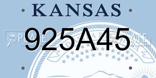 925A45 Kansas License Plate