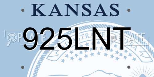 925LNT Kansas License Plate