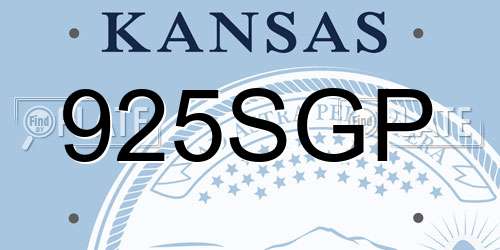 925SGP Kansas License Plate