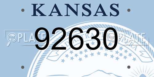 92630 Kansas License Plate