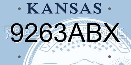 9263ABX Kansas License Plate