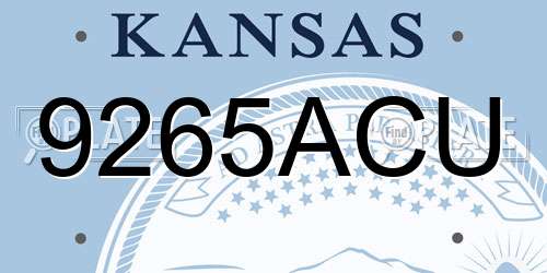 9265ACU Kansas License Plate