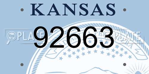 92663 Kansas License Plate