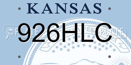 926HLC Kansas License Plate