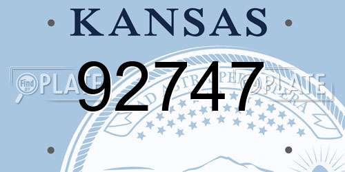 92747 Kansas License Plate