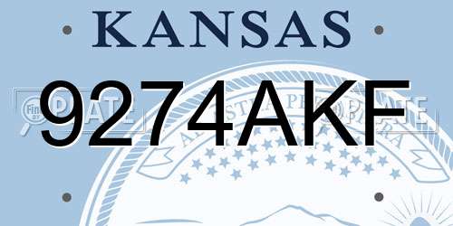 9274AKF Kansas License Plate