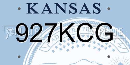 927KCG Kansas License Plate