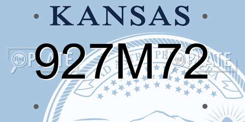 927M72 Kansas License Plate