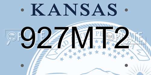 927MT2 Kansas License Plate