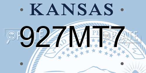 927MT7 Kansas License Plate