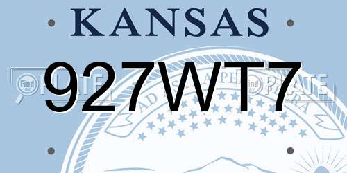 927WT7 Kansas License Plate