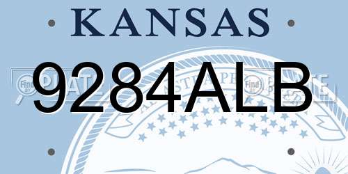 9284ALB Kansas License Plate