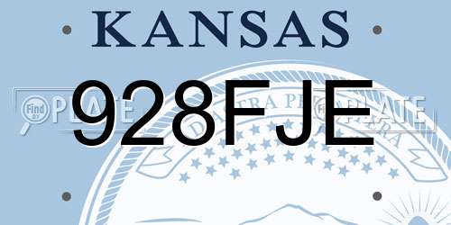 928FJE Kansas License Plate