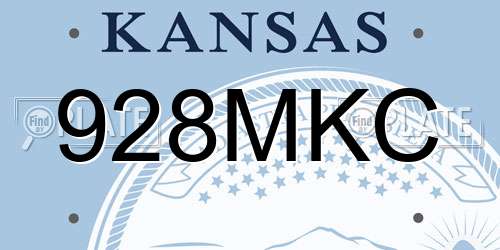 928MKC Kansas License Plate
