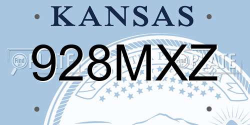 928MXZ Kansas License Plate