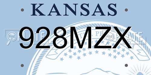 928MZX Kansas License Plate