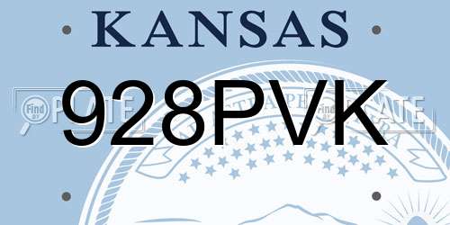 928PVK Kansas License Plate